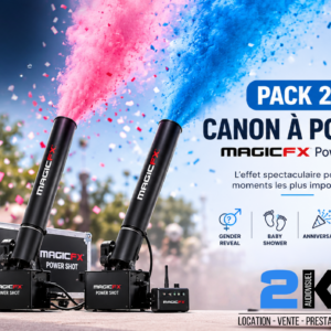 PACK 2x Canon à poudre + Recharge Rose ou Bleu